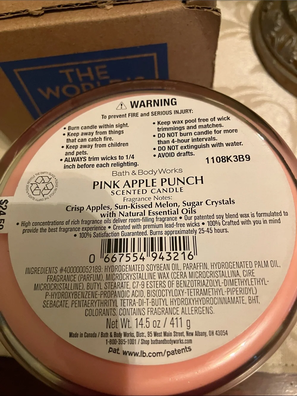 🍎Bath & Body Works Pink Apple Punch 3-wick candle NWT